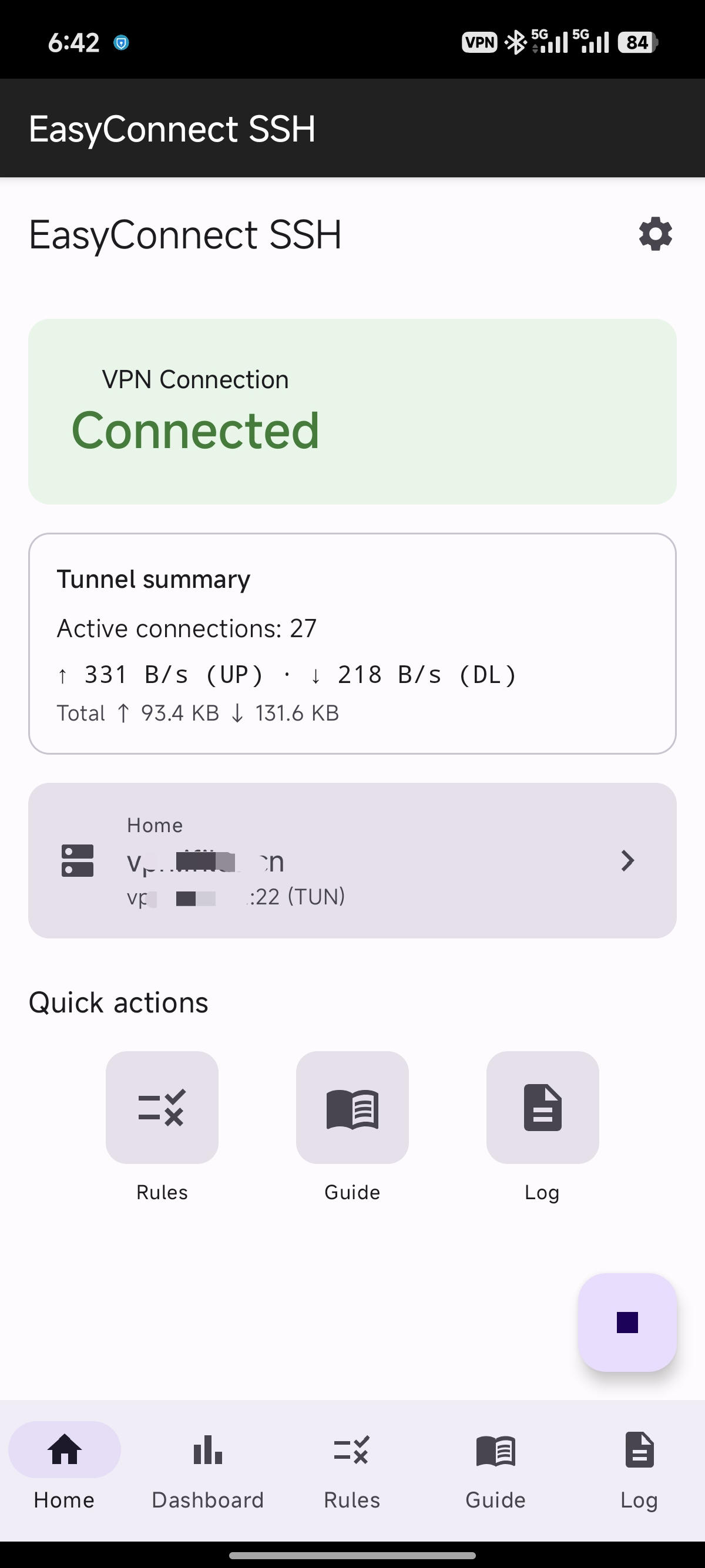 EasyConnect SSH Mobile Home