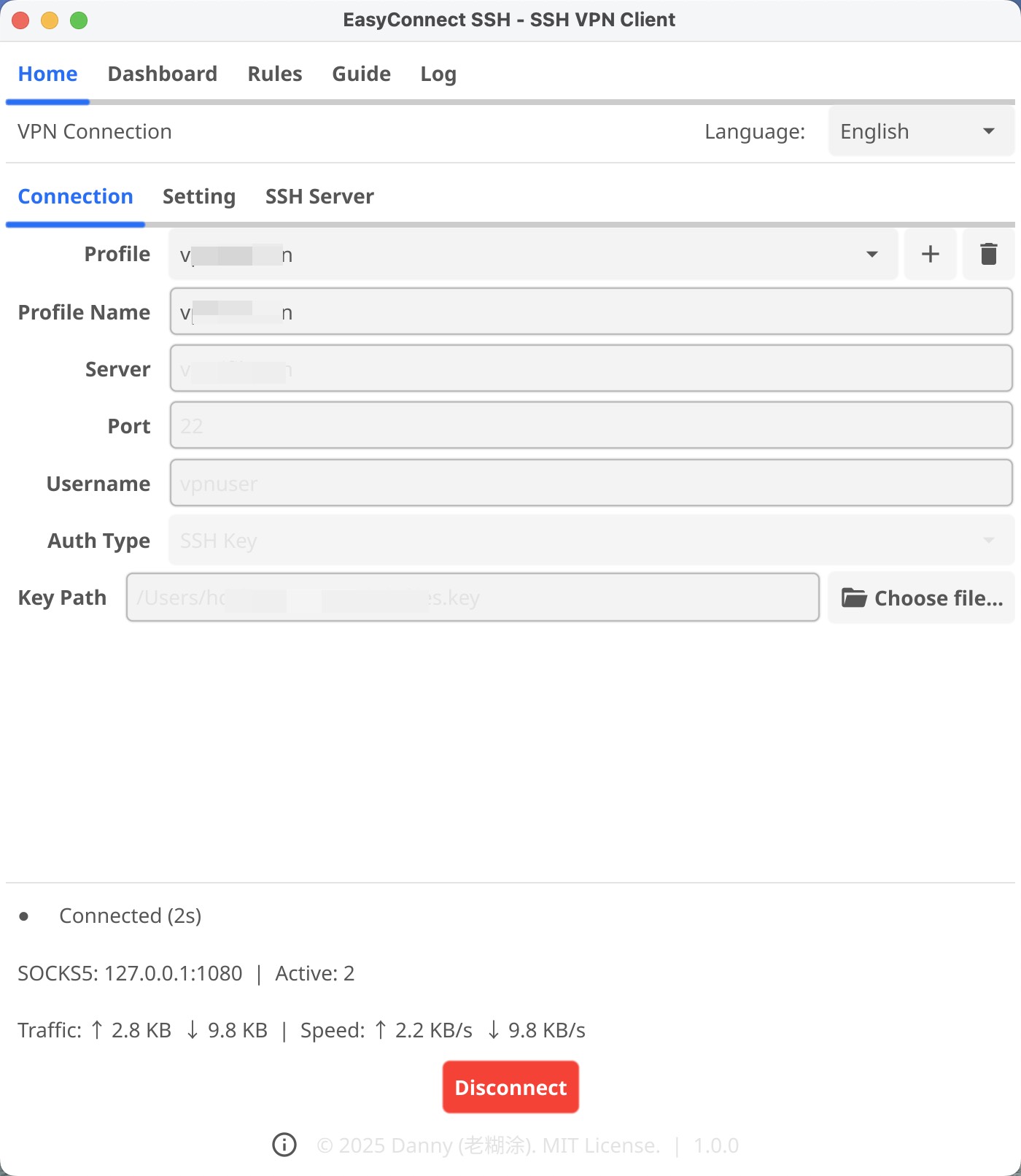 EasyConnect SSH Desktop Home